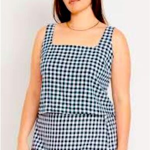 NWOT Old Navy Linen Blend Gingham Crop Sz M